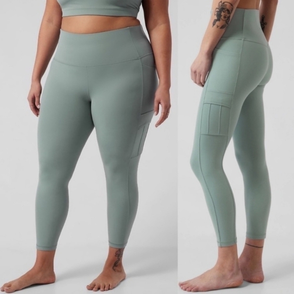Athleta Salutation Cargo 7/8 Tight GREEN 1X - Picture 1 of 13